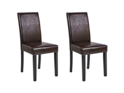 Confortável conjunto de cadeiras de jantar BELIANI Broadway de Pele sintética Castanho 42x59x93