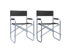 Sillas de director (2 unidades), acero negro, DKD Home Decor