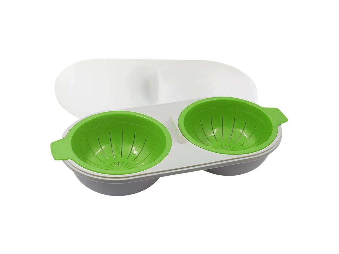 Electrodoméstico de cocina para escalfar huevos en microondas. La tecnología Heat Wave garantiza huevos escalfados perfectos. Superficies antiadherentes para una limpieza fácil.