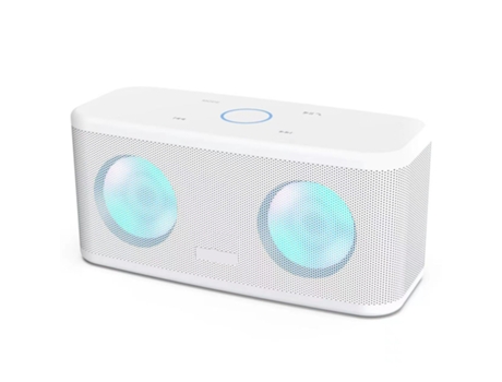 Altavoz Bluetooth, altavoz inalámbrico portátil con sonido y graves HD de 12 W, resistente al agua IPX4, tiempo de reproducción de 20 horas, blanco