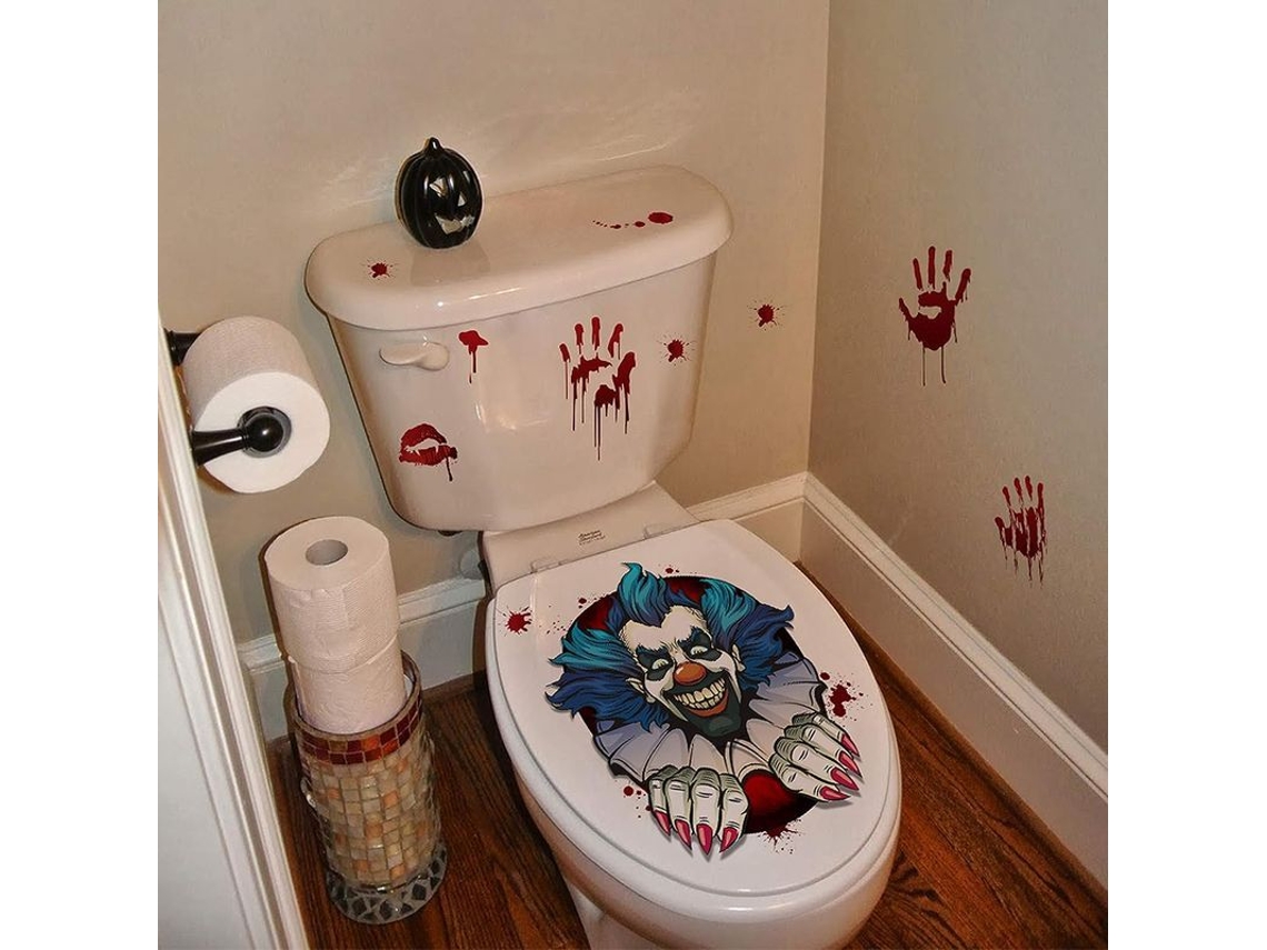2026-adhesivos De Tapa De Inodoro De Halloween Linjou Pegatinas 3das Decoración Casera Diy(payaso)