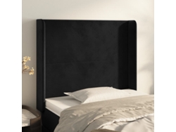 Cabecero Con Orejas De Terciopelo Negro 83x16x118/128 Cm
