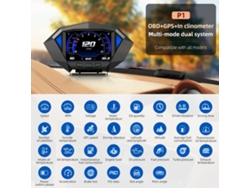 Inclinómetro para coche inteligente, GPS, velocidad, OBD, voltaje, temperatura del agua, pantalla de alarma
