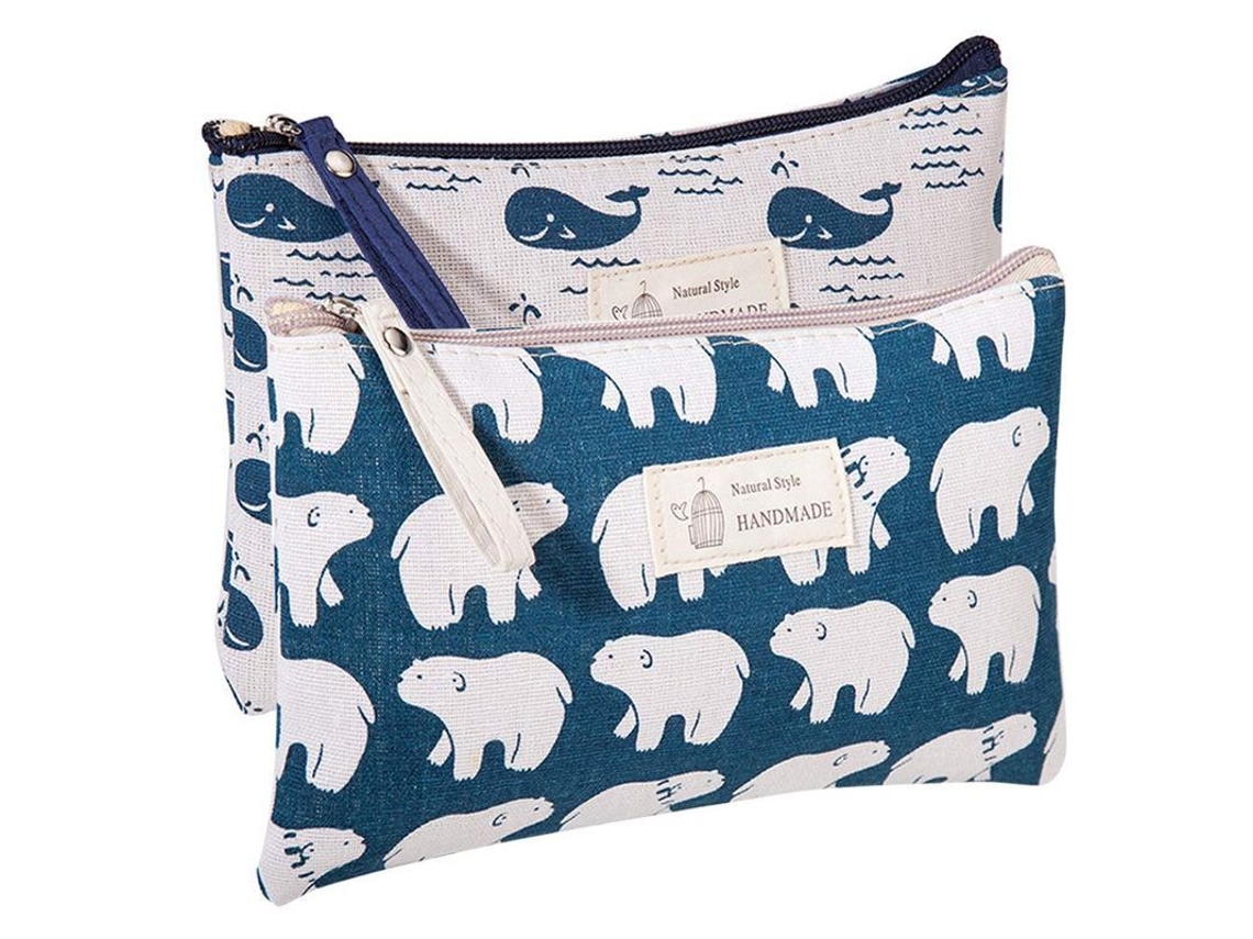 2026-2 Bolsas De Maquillaje Divertidas Para Mujer Bonitas Bolsas Cosméticas Para Bolsillo Bolsa De Toilette Ballena Y Oso Polar
