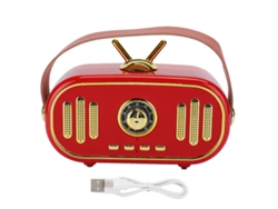 Mini Altavoz Bluetooth Inalámbrico Recargable De Estilo Retro Portátil Con Tarjeta Y Radio - Rojo