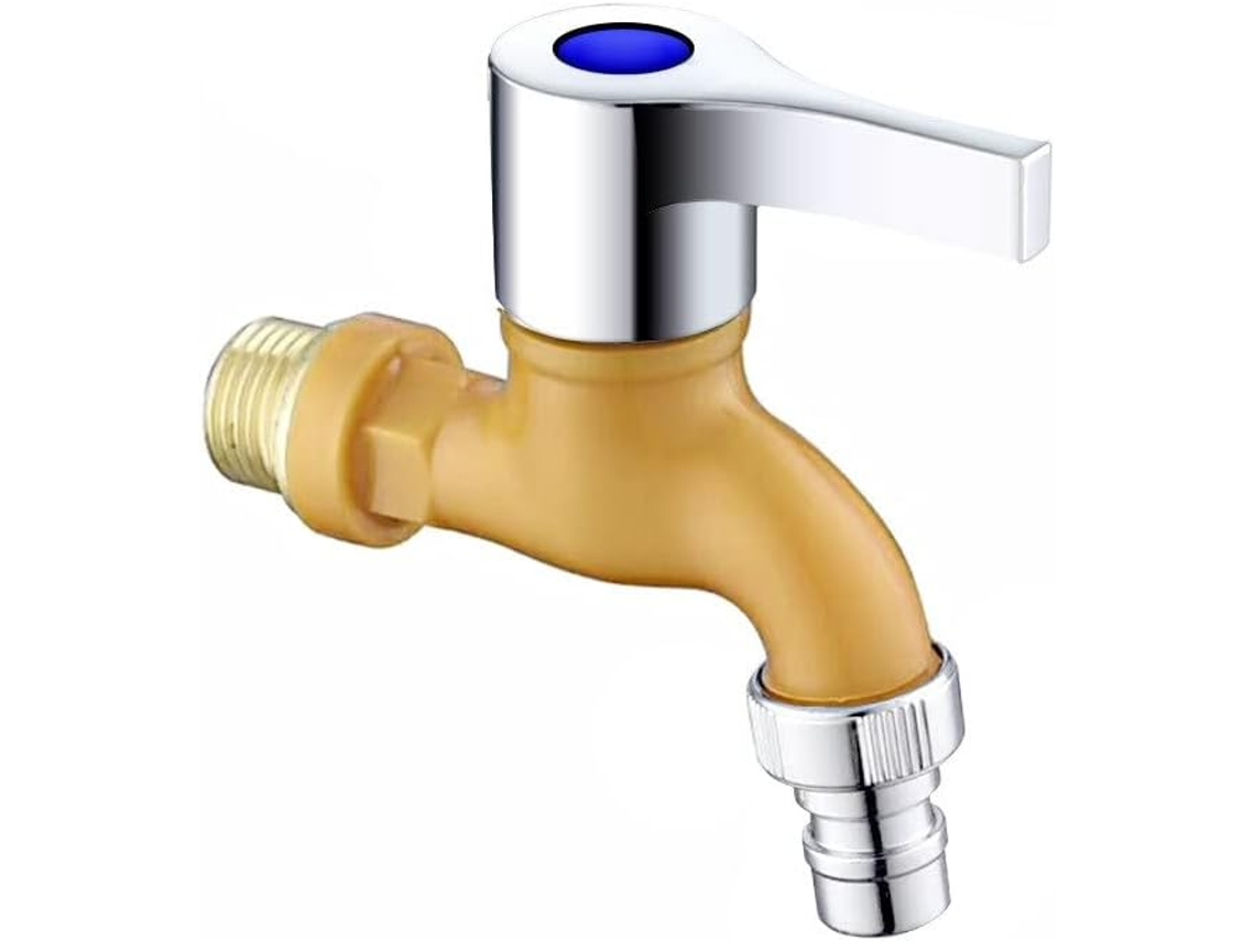 Grifo De Agua, Rosca Macho De 1/2 Pulgada, Montaje En Pared, Conector Rápido Para Lavado (amarillo) Chrui