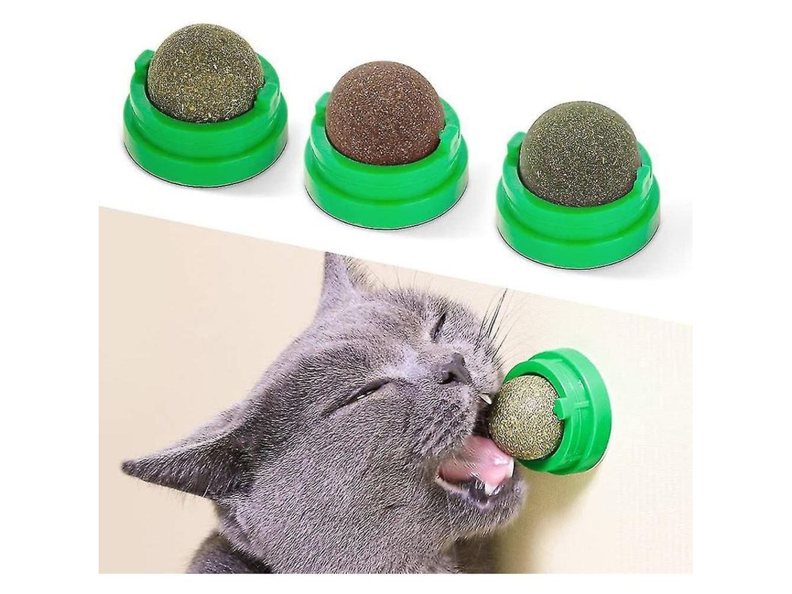 2026-6599-3 Pelotas De Catnip Comestibles Para Gatos, Juguetes Masticables Saludables, Limpieza Dental, Rotables Y Adhesivos
