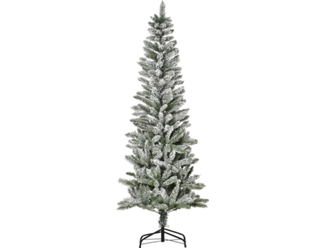 Homcom Navidad Nevado artificial 180 cm con 394 ramas pvc apertura base plegable y soporte acero decoración interior ø60x180 180cm