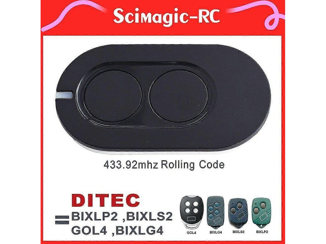 Mando A Distancia Para Puerta De Garaje Ditec Entrematic Zen 2/4 Gol4 Compatible Con Zen2w Zen4w Bixlg4 433,92 Mhz