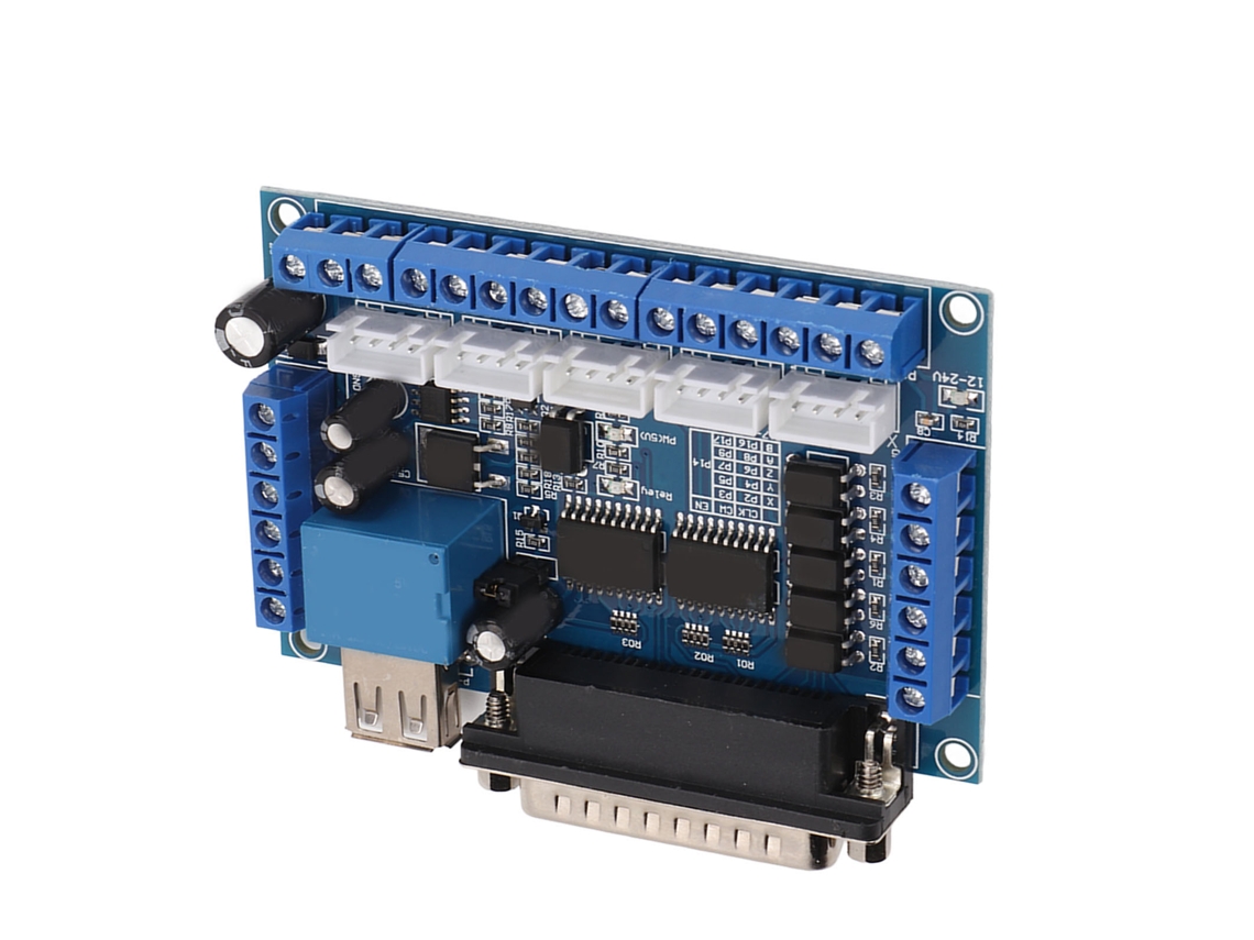 Placa de interfaz para motor paso a paso de 5 ejes con aislamiento óptico.