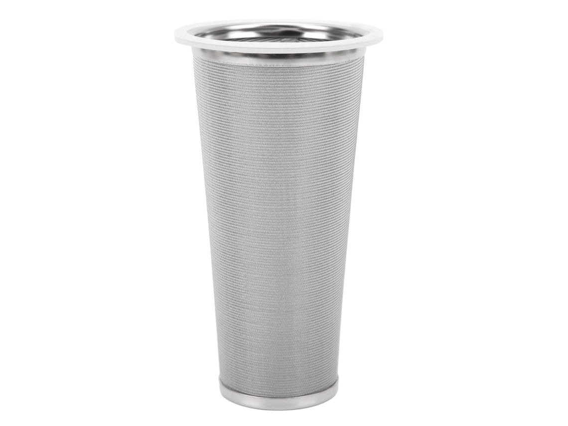 Filtro De Café Infusor Para Café Frío, Cono De Malla De Acero Inoxidable 304 De 8x15 Cm Con Anillo De Goma Blanco.