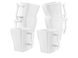 Juego de 6 tazas de porcelana, color blanco marfil, 330 ml, OEM