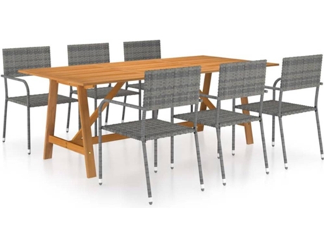 Conjunto 7 de comedor de jardín VIDAXL gris