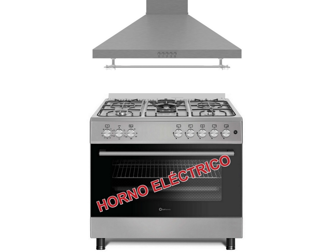 Estufa Solthermic® Combo Pack F9l50e5i Inox Horno Eléctrico Panorámico Extractor de Aire 90 Inox