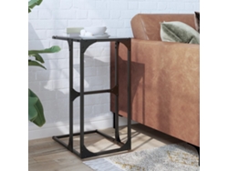 Mesa auxiliar | Mesa de comedor con tablero de cristal negro de 40x30x61,5 cm y estructura de acero.