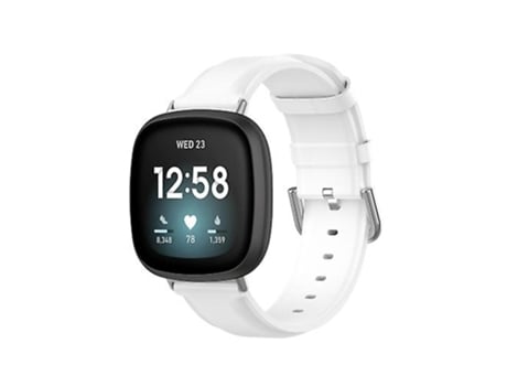 Correa De Reloj Inteligente Para Fitbit Versa 3/Sense, Correa De Reloj De Cuero Genuino Blanco VENISYMLIS