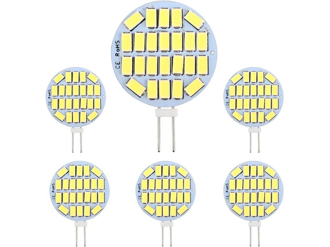 Bombilla Led G4 De 3w, Ca/cc 12-24v, 300lm, Blanco Frío 6000k, Equivalente A Halógena De 30w, Paquete De 6 Unidades.