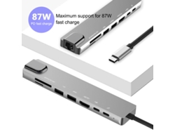 Estación De Acoplamiento Usb-c 8 En 1 Con Puerto Hdmi, Ethernet 4k, Usb 3.0, Carga Pd Y Lector De Tarjetas Sd/tf.