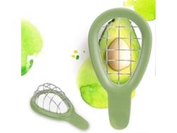 Cortador y rebanador de aguacate de acero inoxidable, ideal para ensaladas de frutas y otros platos.