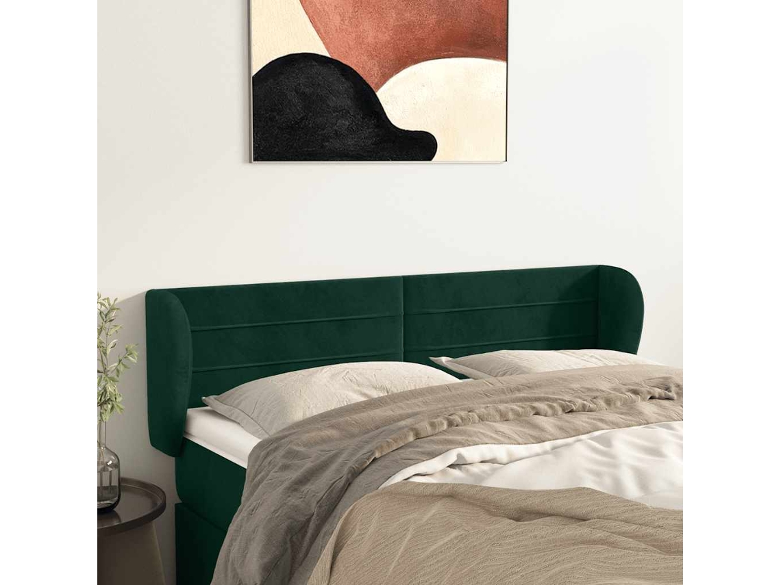 Cabecero De Cama | Panel De Cabecero De Terciopelo Verde Oscuro 147x23x78/88 Cm