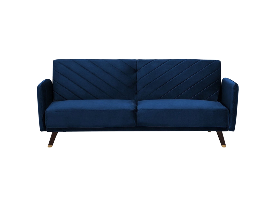 Sofá cama BELIANI Senja de Terciopelo Azul 200x95x87