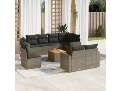 Conjunto de sofá de jardín de 9 piezas con cojines de mimbre gris de DKD Home Decor