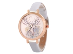 Reloj De Pulsera Analógico De Cuarzo Para Mujer Con Esfera Redonda, Blanco A La Moda.