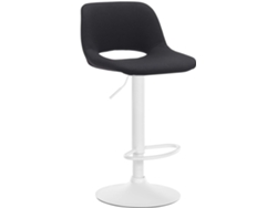 Taburete de bar Chaise Haute X1 con Repose-pieds en Tissu Noir Piètement Métallique Blanc 10_0004619