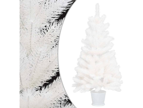 vidaXL Árbol artificial de Navidad con hojas realistas blanco 90 cm
