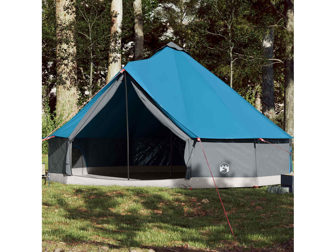 Tienda tipi familiar para 12 personas, impermeable, azul.