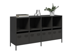 Aparador | Mueble De Comedor | Buffet De Acero Laminado En Frío Negro 135x39x73,5 Cm Wsd48300
