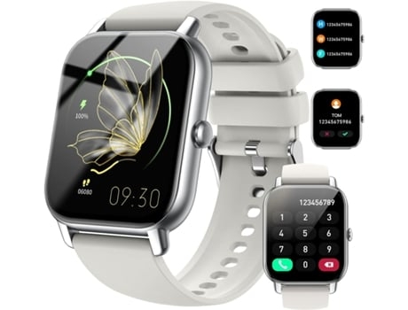 AUJEZON P66D Smartwatch con Función de Llamada 1 85 Resistente al Agua Ip68 para Android Ios Plata