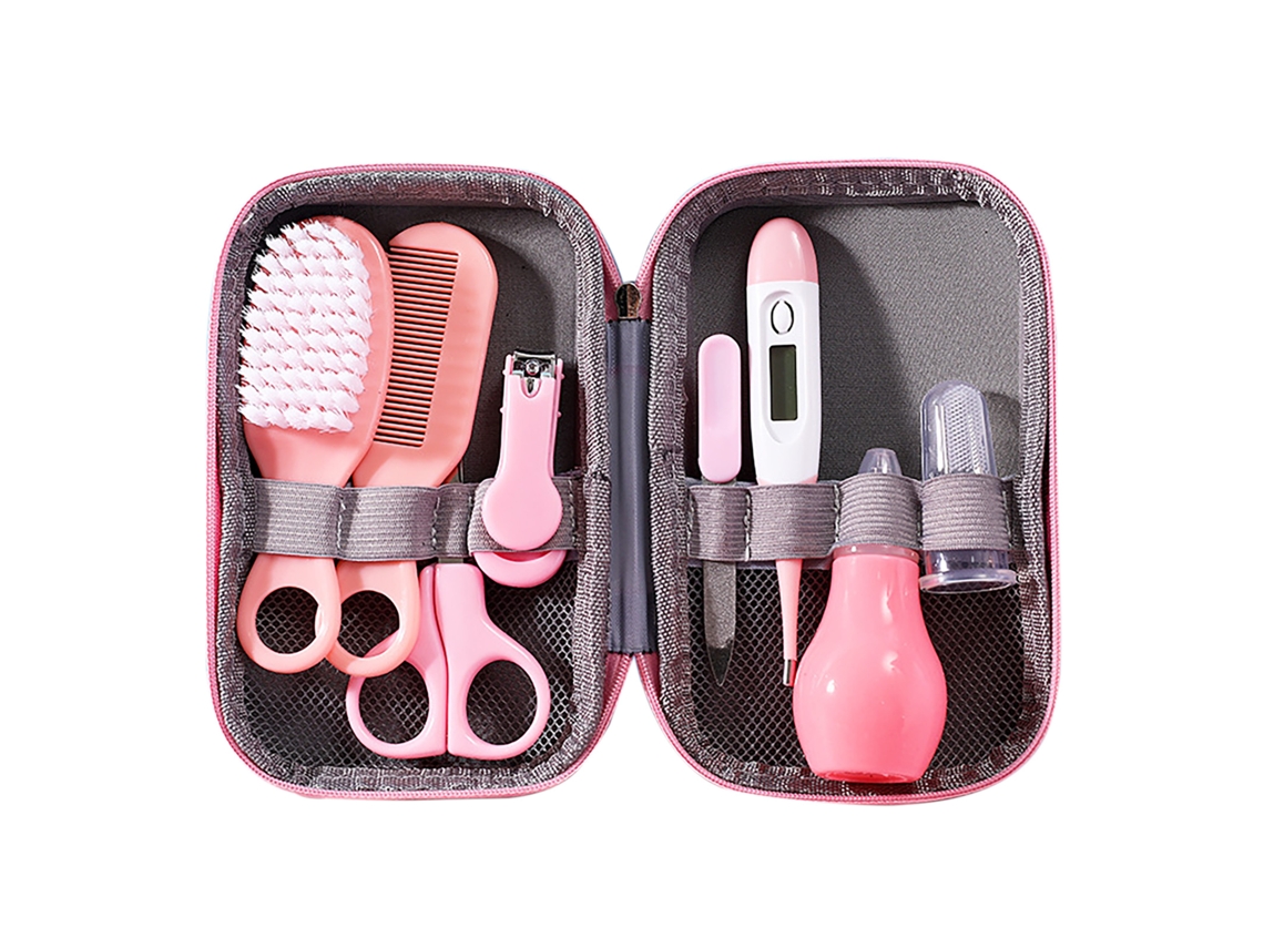 Set De Cuidado Para Bebés Con Cortaúñas, Termómetro, Cepillo De Dientes Y Aspirador Nasal - Rosa