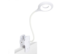 Lámpara de escritorio LED recargable con controles táctiles, clip portátil e interfaz USB. MDUG (blanca)
