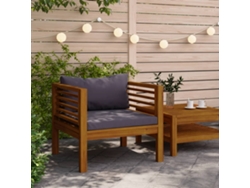 Silla De Jardín Con Cojines Gris Oscuro Madera Maciza Acacia