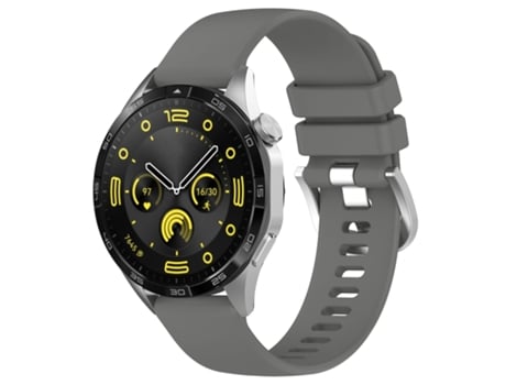 Correa de reloj inteligente para Huawei Watch GT4 46 mm 22 mm Silicona con hebilla plateada brillante líquida (Gris oscuro)