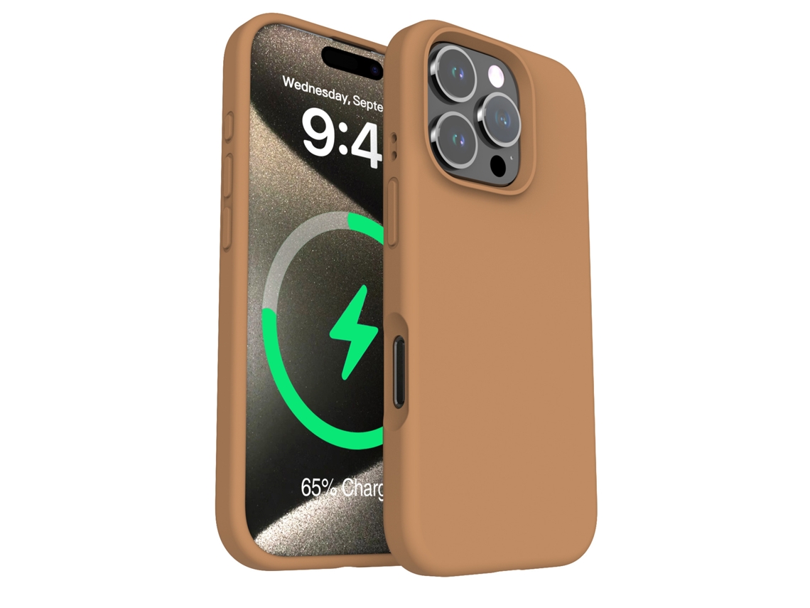 (caqui, Iphone 16 Pro) Funda Magnética De Silicona Líquida Para Iphone, Color Liso Y Sencillo.