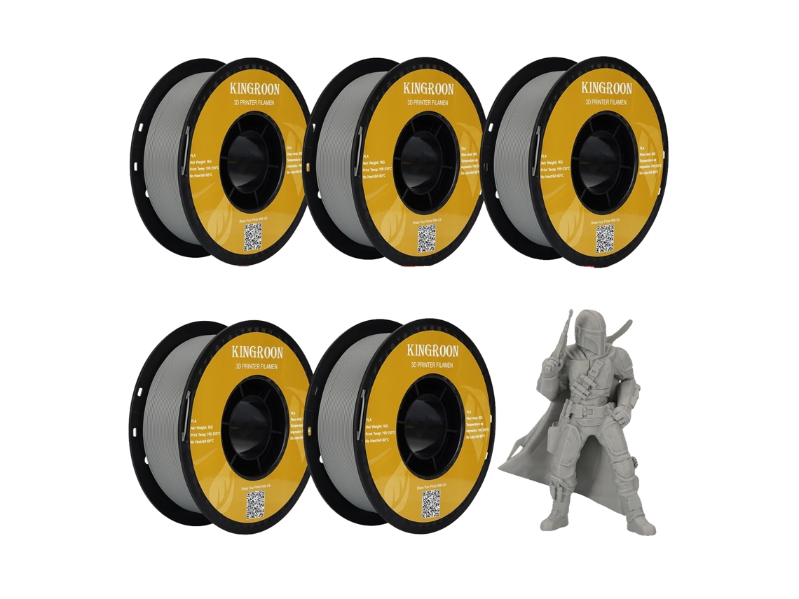 Filamento de impresión 3D, PLA, diámetro 1,75 mm, 5 kg, gris, OEM