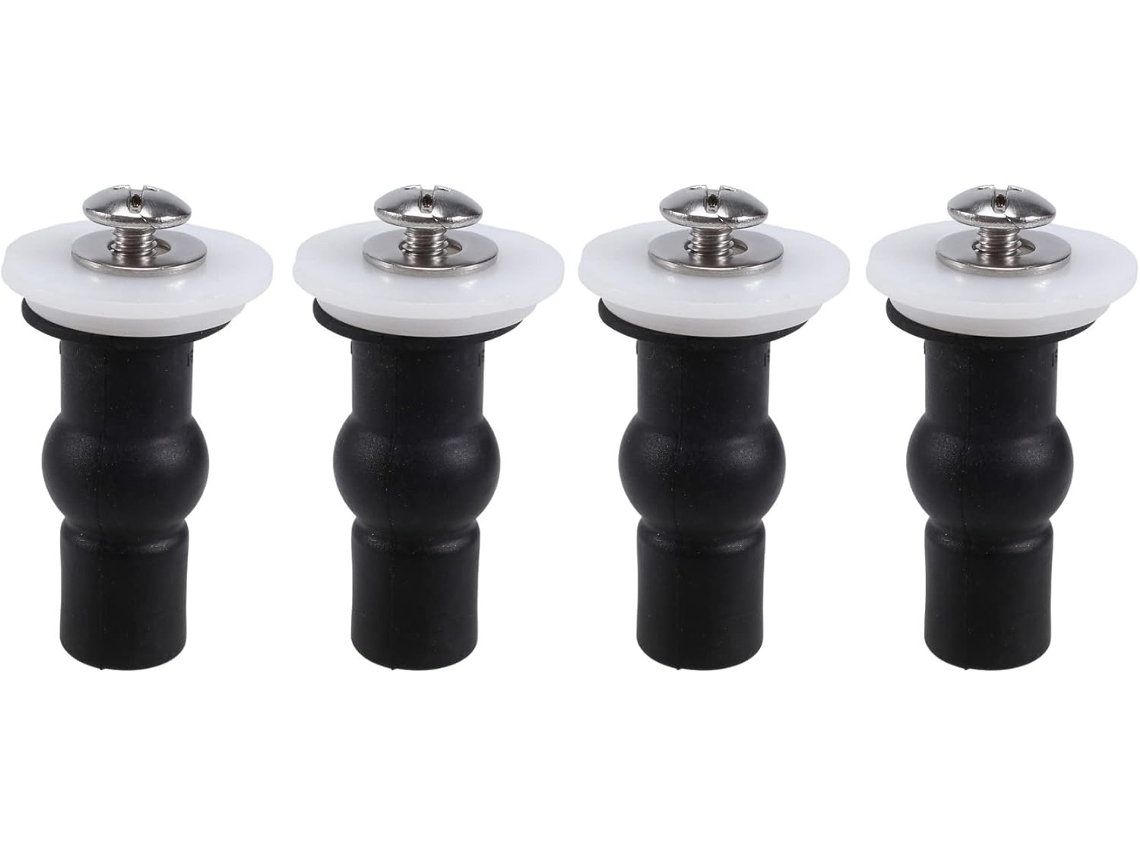 Juego de 4 bisagras para asiento de inodoro con tapa de goma y tornillos de expansión. Fijación Gokoco.