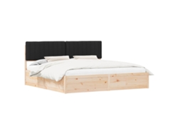 Maison Exclusive - Estructura De Cama Con Cabecera Tapizada Negro 200 X 200 Cm