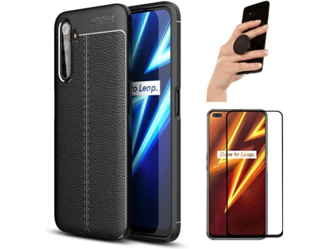 Carcasa, Protector y Popsocket Realme 6 Pro Rugged Leather Negro