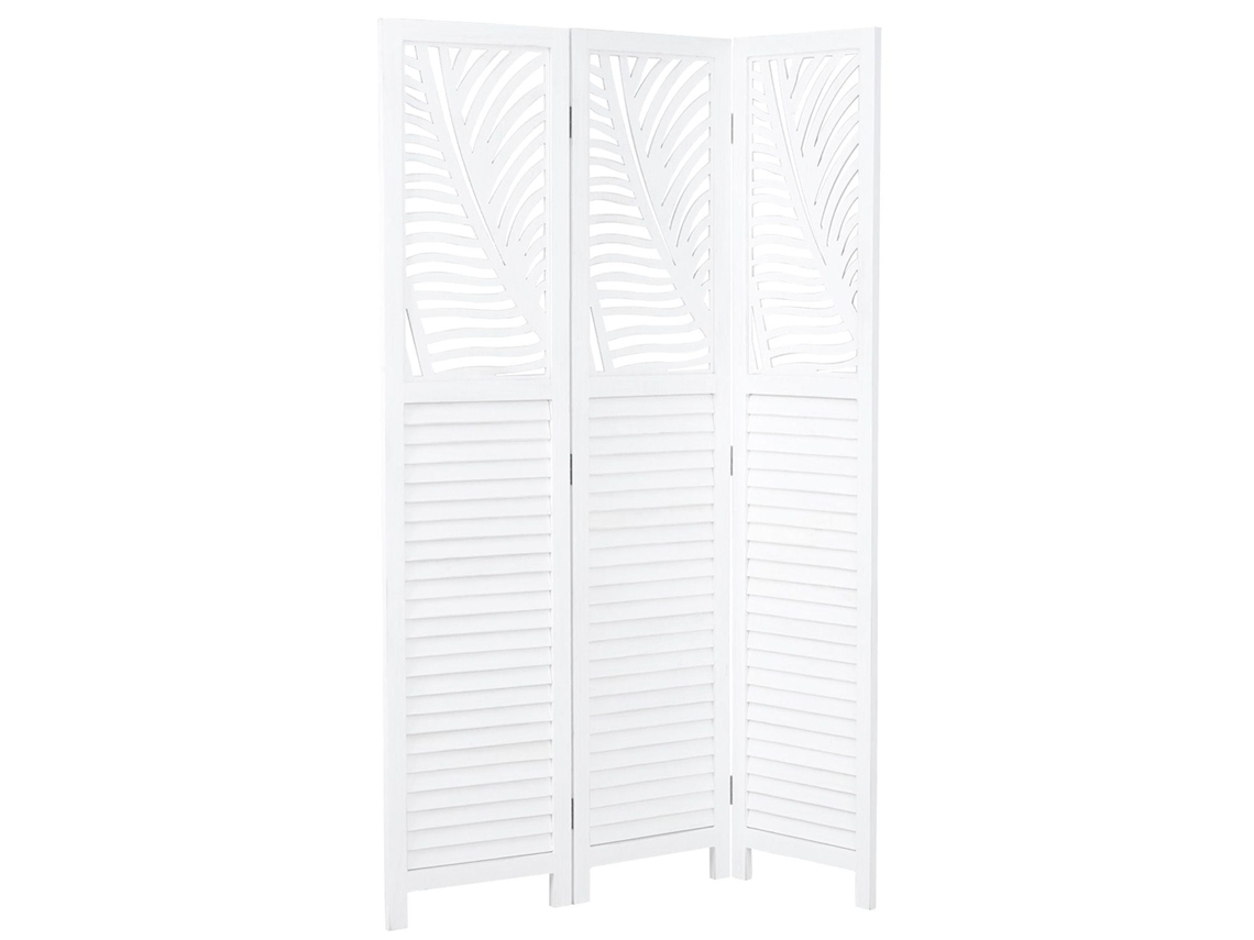 Biombo de madera blanca de 3 paneles, 170x120cm. Ideal para separar ambientes y decorar tu espacio. Par06097