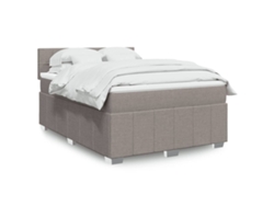 Cama Box Spring Con Colchón Tela Gris Taupe 140x190 Cm