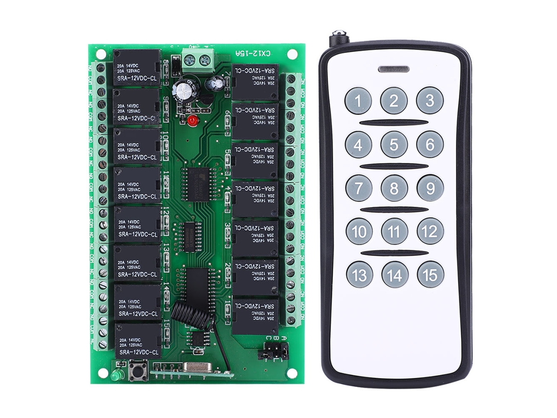Controlador Remoto Inalámbrico Transmisor Switch Placa Receptora Relé 15 Canales Dc12v