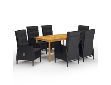 Conjunto 7 de comedor de jardín de VIDAXL negro