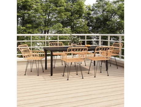 Conjunto 7 de comedor de jardín VIDAXL ratán sintético