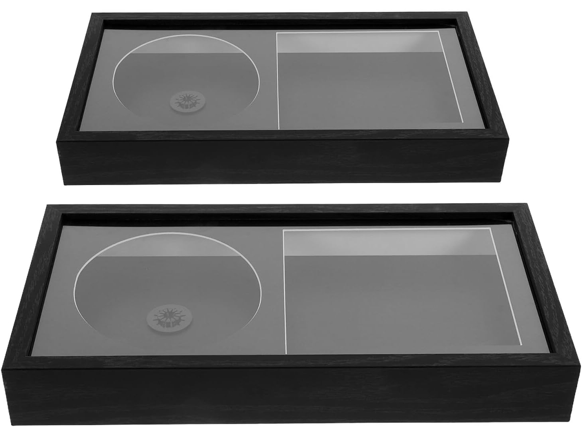 Juego 2 Marcos Pared Acrílico Negro 17 5 33 6 Soporte Flotante Fundas Álbumes Estante Almacenamiento Música