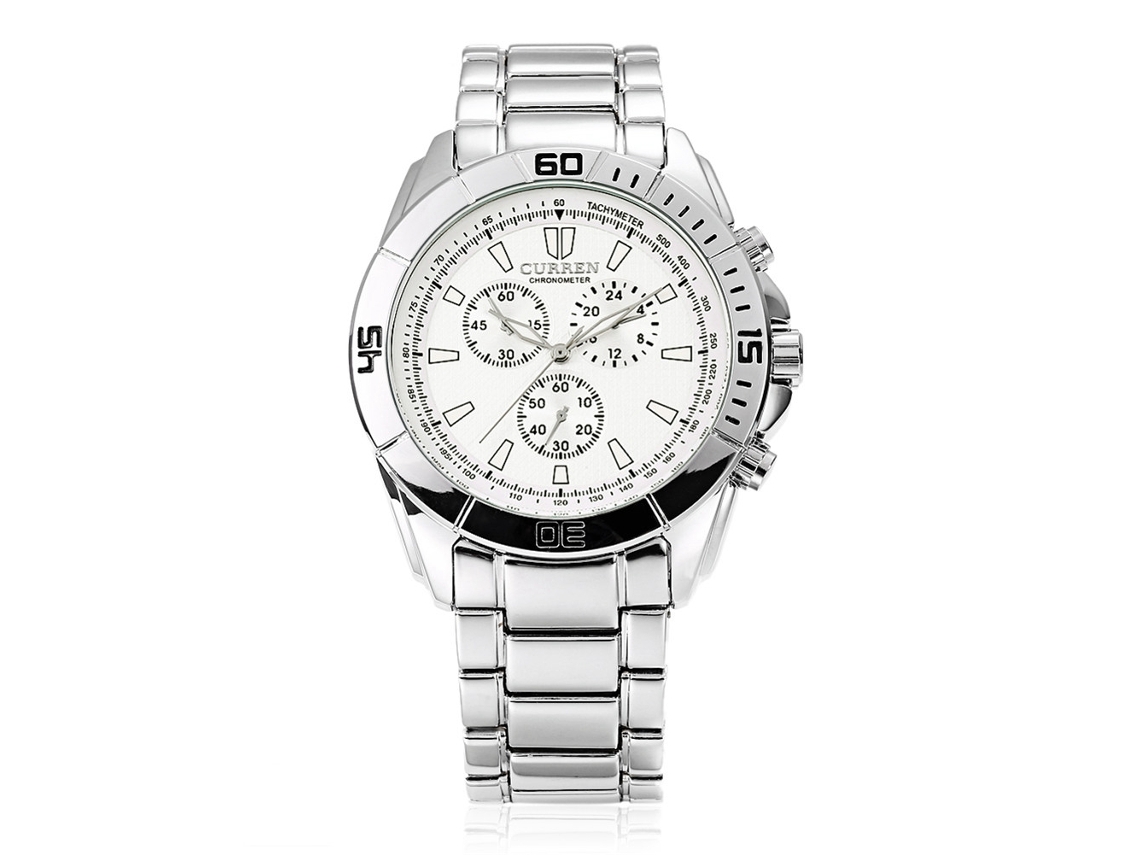Reloj De Negocios Analógico Para Hombre Con Movimiento De Cuarzo, Brazalete De Acero Blanco, Resistente Al Agua.