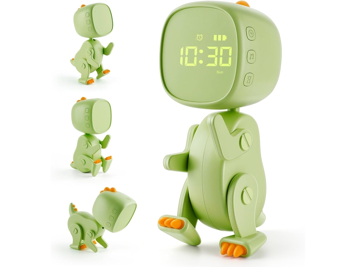 Despertador Cuich Despertador De Dinosaurio Deformable Función Snooze Luz Nocturna Regalo Para Niños Y Niñas Verde Saisiyiky
