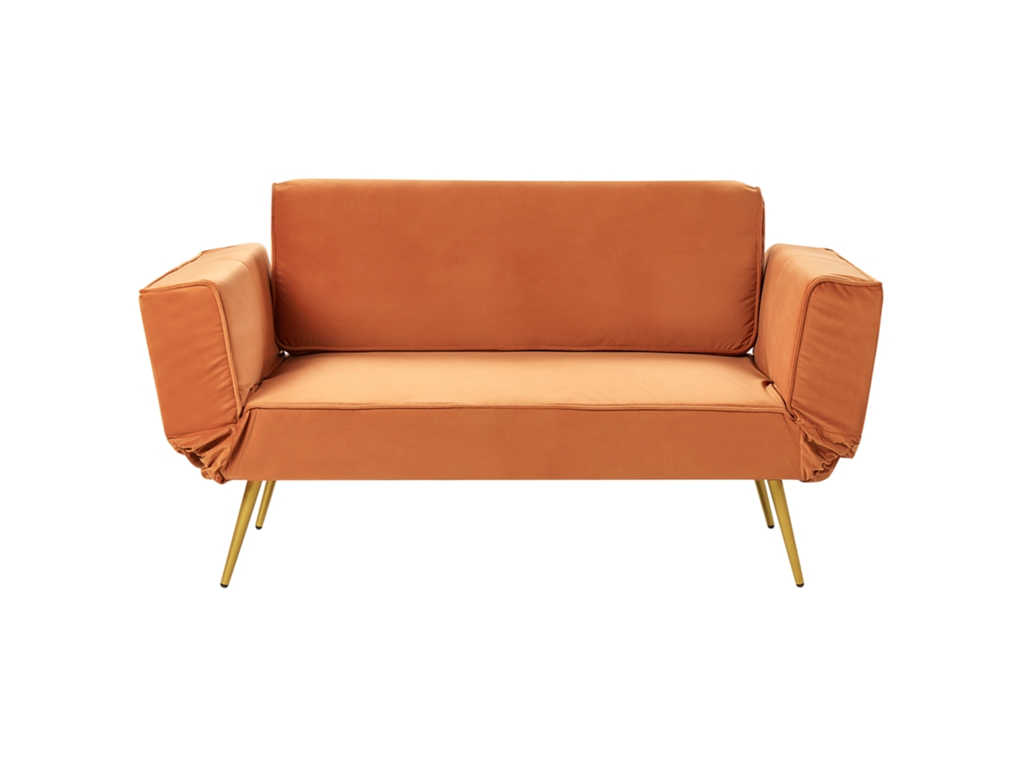 Sofá cama BELIANI Saarela de Terciopelo Naranja 187x75x82